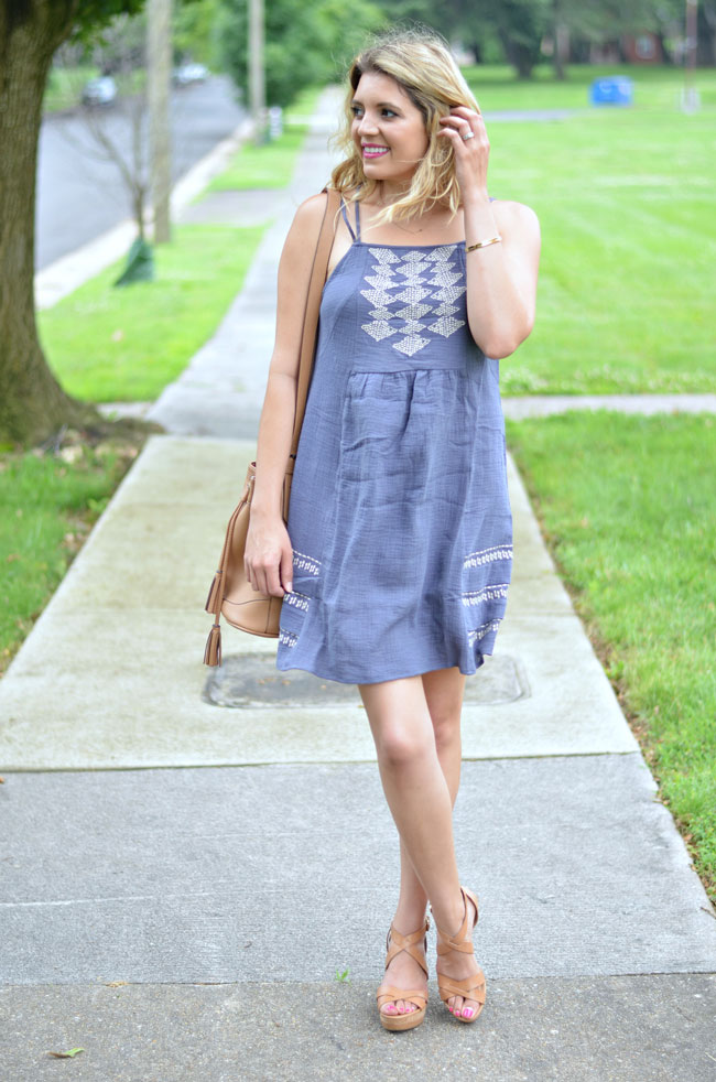 Summer style - embroidered sun dress with nude wedges | www.fizzandfrosting.com
